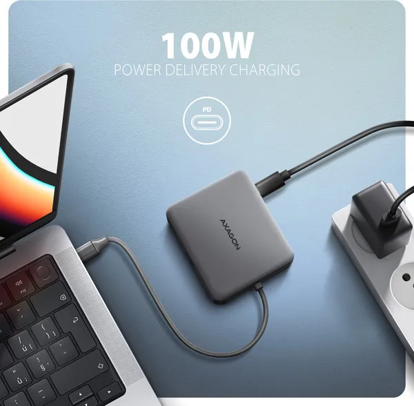 AXAGON HUB 5Gbps 2xUSB-A HDMI RJ45 100W