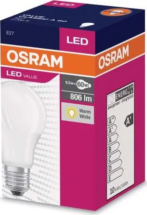 Žiarovka OSRAM® LED FR 060 (ean6842) non-dim, 8,5W/827 E27 2700K Value CLASSIC A