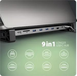 AXAGON HUB 3xUSB-A HDMI RJ45 mSD 100W