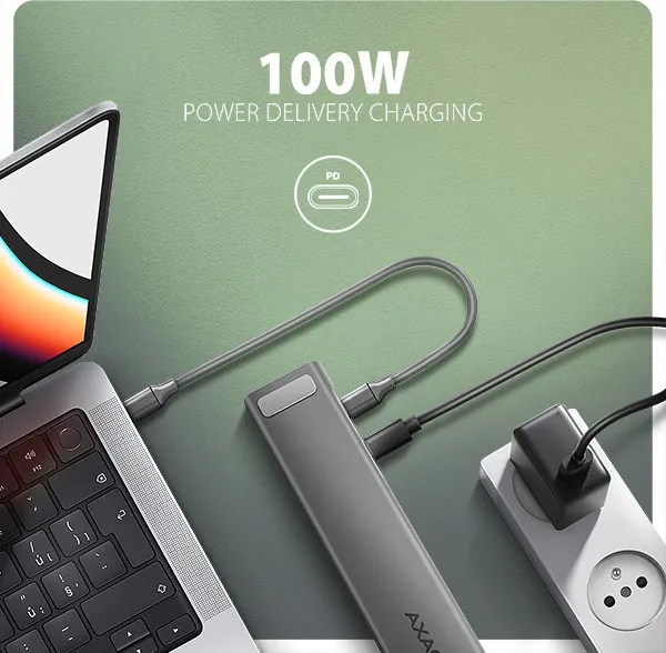 AXAGON HUB 3xUSB-A HDMI RJ45 mSD 100W