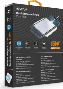 ALIGATOR bezdrátová nabíječka Aligator Pure-Pad 15W, bílá