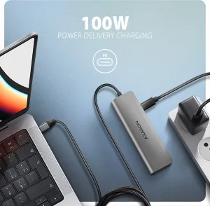 AXAGON HMC-5H, USB 5Gbps hub, 3x USB-A, HDMI 4k/30Hz, PD 100W, kábel USB-C 100cm
