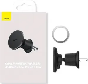 Magnetický držiak do auta Baseus CW01 s USB-C nabíjačkou, 15W + 25W (čierna) 047020