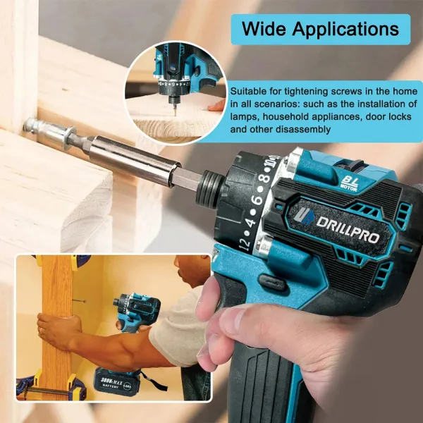 Drillpro 20 + 1 bez uhlíkový elektrický skrutkovač , vrtačka s krútiacim momentom 220Nm pre batériu MAKITA 18V Batéria: Bez batérie