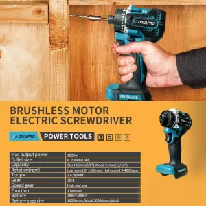Drillpro 20 + 1 bez uhlíkový elektrický skrutkovač , vrtačka s krútiacim momentom 220Nm pre batériu MAKITA 18V Batéria: Bez batérie