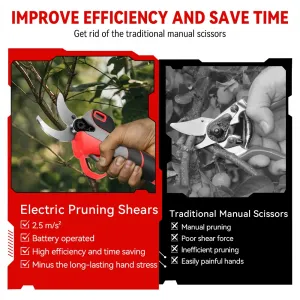 OneVan vysoko kvalitné bezuhlíkové elektrické záhradné nožnice 4 hrúbky strihu do 30mm + pevná taška 2x batérie v cene. Vhodné pre batériiu MAKITA 18V Batéria: 2ks batéria
