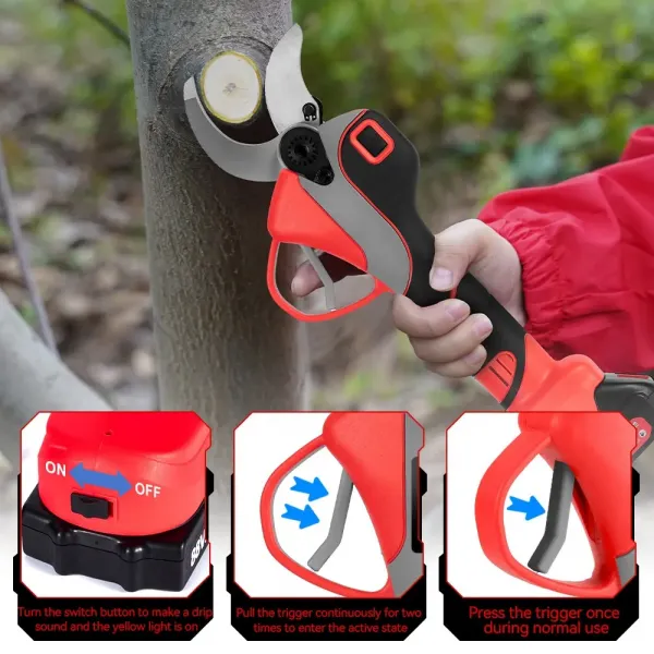 OneVan vysoko kvalitné bezuhlíkové elektrické záhradné nožnice 4 hrúbky strihu do 30mm + pevná taška 2x batérie v cene. Vhodné pre batériiu MAKITA 18V Batéria: 2ks batéria