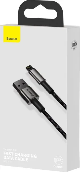 Baseus Tungsten Gold USB-Lightning kábel, 2,4A, 1m (čierny) 025645