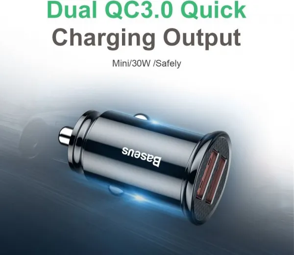 Baseus Circular 2xUSB QC3.0 5A 30W nabíjačka do auta (čierna) 017493