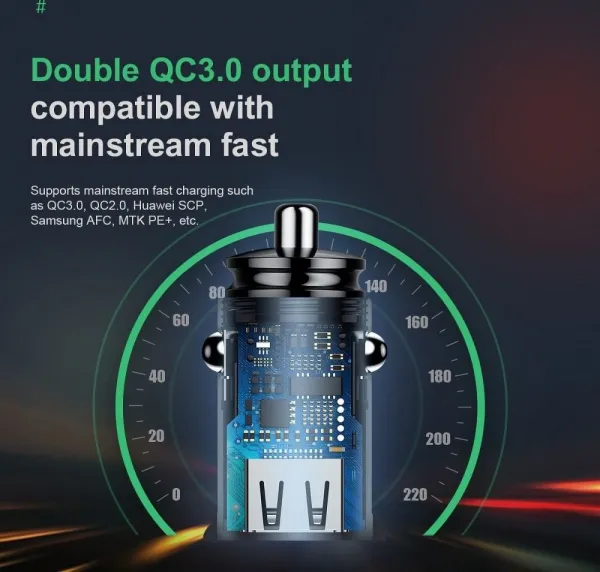 Baseus Circular 2xUSB QC3.0 5A 30W nabíjačka do auta (čierna) 017493