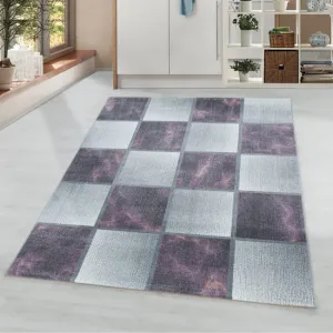 Koberec Ottawa štvorce fialovo sivý