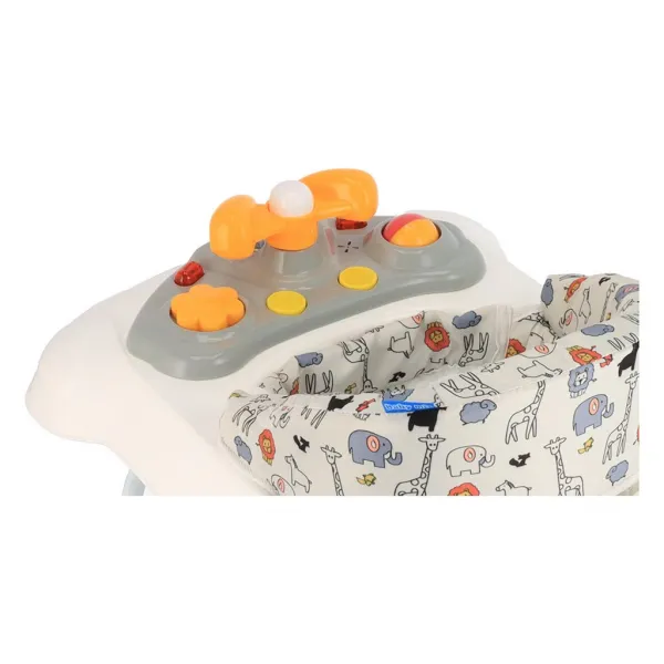 Detské chodítko Baby Mix s volantom a silikónovými kolieskami sivé