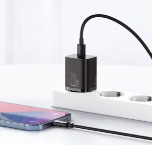 Baseus Super SI sada adaptéra USB-C 20W a kábla USB-C na Lightning 1 m, čierna