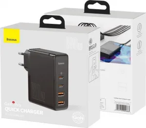 Baseus GaN2 Pro nástenná nabíjačka, 2x USB + 2x USB-C, 100W, EU (čierna) 026519