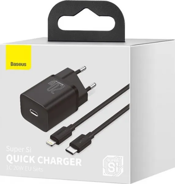 Baseus Super SI sada adaptéra USB-C 20W a kábla USB-C na Lightning 1 m, čierna