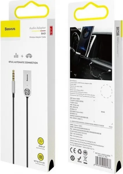 Baseus USB, AUX Bluetooth 5.0 audio adaptér (čierny) 018738