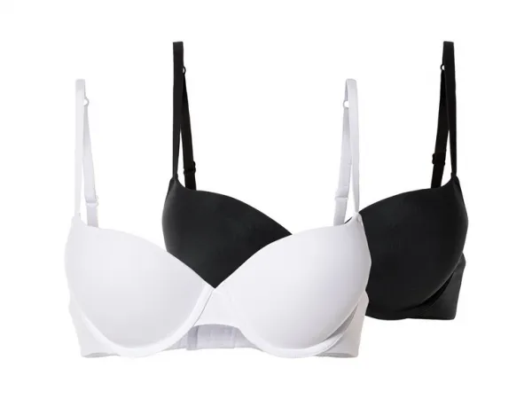 esmara® Dámska push-up podprsenka, 2 kusy (85D, čierna/biela)