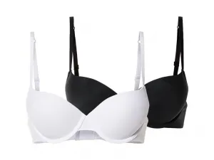 esmara® Dámska push-up podprsenka, 2 kusy (85D, čierna/biela)
