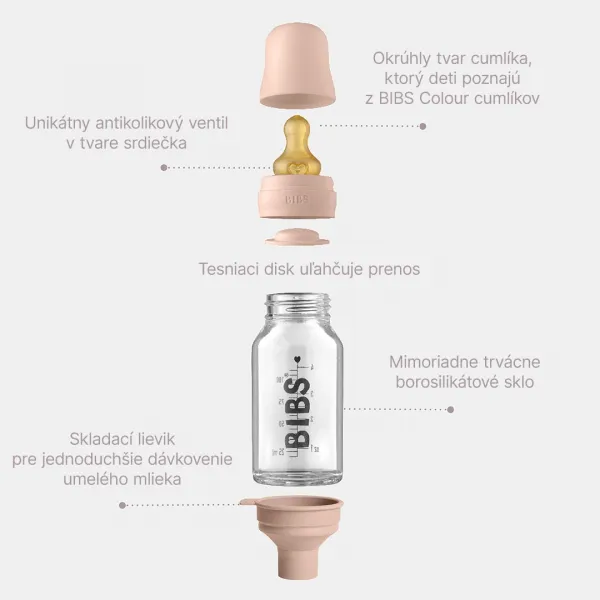 BIBS Baby Bottle sklenená fľaša 110ml - Cloud