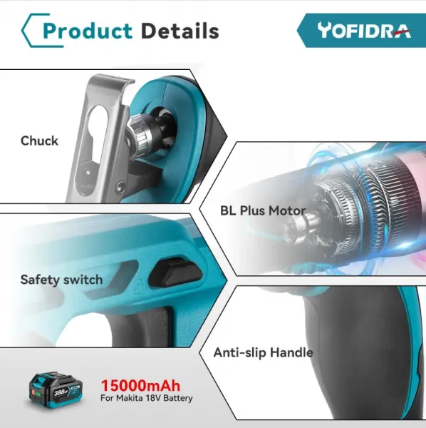 OneVan / Yofidra YOFIDRA 32mm bez uhlíková výkonná chvostová píla s premenlivou rýchlosťou | Pre Batériu Makita 18V