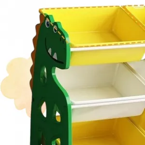 DomTextilu Farebný regál na hračky so zásuvkami - dinosaurus 76553