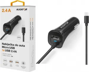 Aligator nab. do auta 2xUSB výstupem 2,4A, černá