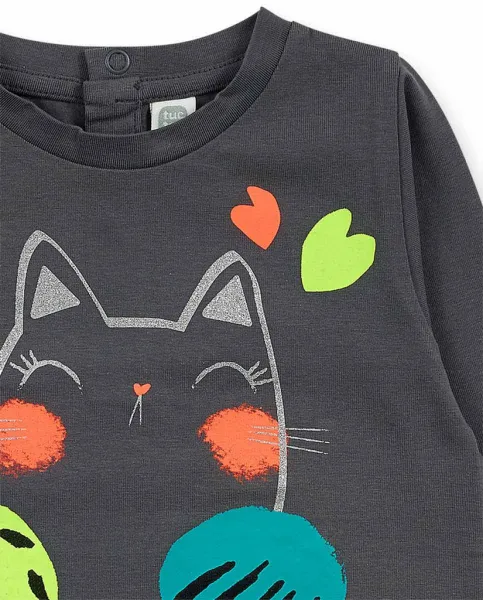 TUC TUC Dievčenské tričko s dlhým rukávom šedé Kitty Veľkosť: 92