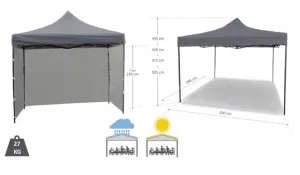 JAKS Nožnicový stan profi 3 x 3 m šedý