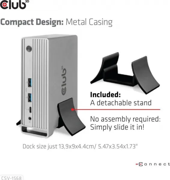 Club 3D Club3D USB-C, Triple Display DP 1.4 Alt mode Displaylink Dynamic PD Charging Dock so 120 W PS