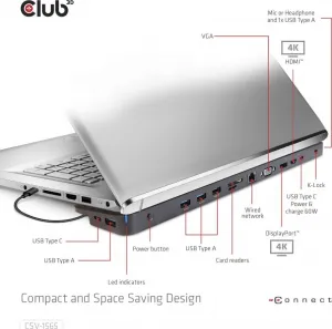 Club 3D Club3D Dokovací stanice USB-C, Triple Display DP 1.4 Alt mode Smart PD3.0 Charging Dock with 100 Watt PS