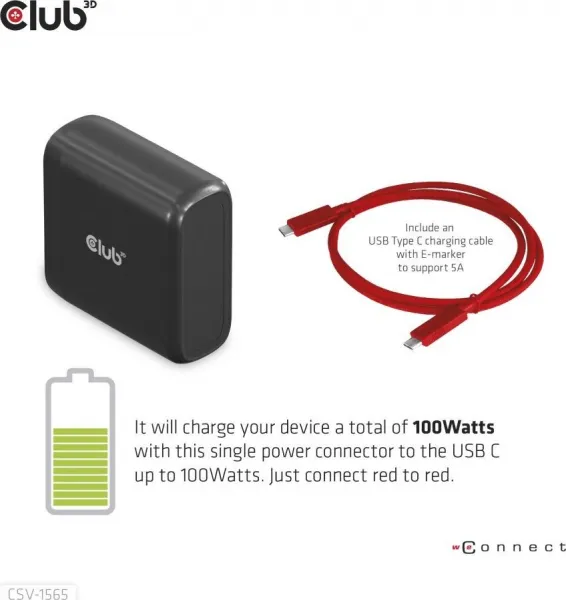Club 3D Club3D Dokovací stanice USB-C, Triple Display DP 1.4 Alt mode Smart PD3.0 Charging Dock with 100 Watt PS