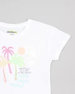 LOSAN Dievčenský set tričko+kraťasy palma Veľkosť: 152