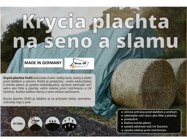 JAKS Krycia plachta na balíky sena 10,4 x 25 m 140 g/m²