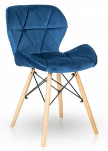 JAKS Stolička velúr modrá škandinávsky štýl
