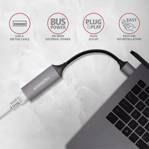 AXAGON ADE-TR, USB-A 3.2 Gen 1 - Gigabitová sieťová karta Ethernet, automatická inštalácia, titánovo šedá