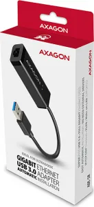 AXAGON ADE-SR, USB-A 3.2 Gen 1 - Gigabit Ethernet sieťová karta, auto inštal, čierna
