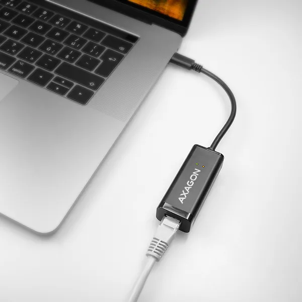 AXAGON ADE-SRC, USB-C 3.2 Gen 1 - Gigabit Ethernet sieťová karta, auto inštal, čierna