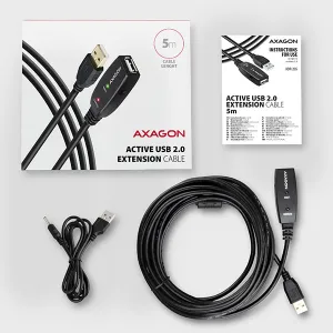 AXAGON ADR-205, USB 2.0 A-M -> A-F aktívny predlžovací / repeater kábel, 5m
