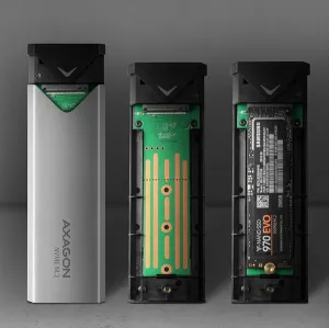 AXAGON EEM2-UG2, USB-C 3.2 Gen 2 - M.2 NVMe SSD kovový box, dĺžka 42 až 80 mm