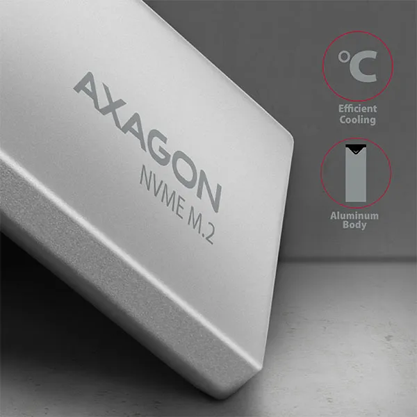 AXAGON EEM2-UG2, USB-C 3.2 Gen 2 - M.2 NVMe SSD kovový box, dĺžka 42 až 80 mm