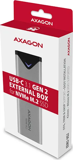 AXAGON EEM2-UG2, USB-C 3.2 Gen 2 - M.2 NVMe SSD kovový box, dĺžka 42 až 80 mm
