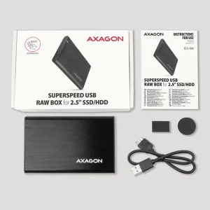 AXAGON EE25-A6M, USB 3.2 Gen 1 - SATA 6G 2.5" kovový box RAW, bez skrutiek
