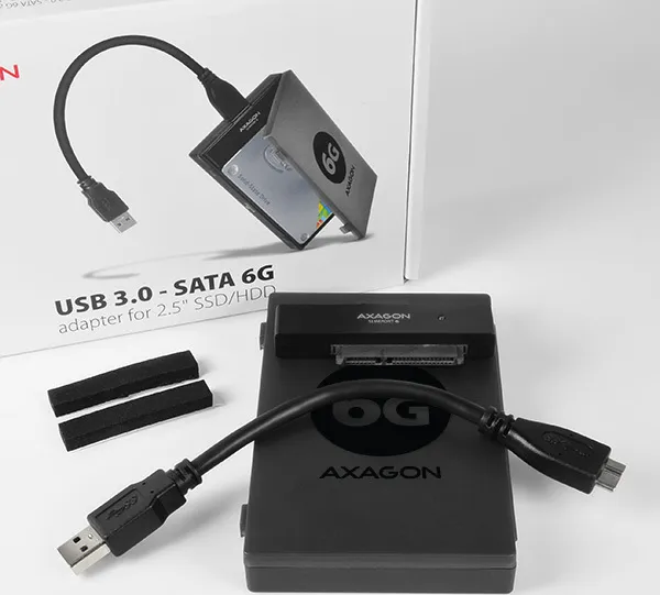 AXAGON ADSA-1S6, USB 3.0 - SATA 6G UASP HDD/SSD adaptér vrátane. 2.5" puzdrá