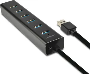 AXAGON HUE-SA7BP, 4x USB 3.0 ALU CHARGING hub, vr. AC adaptéra, kábel USB-A 40cm