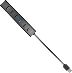 AXAGON HUE-SA7BP, 4x USB 3.0 ALU CHARGING hub, vr. AC adaptéra, kábel USB-A 40cm
