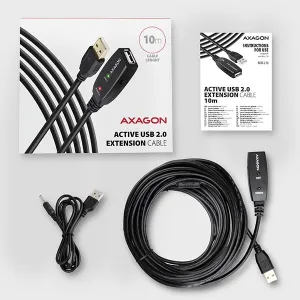 AXAGON ADR-210, USB 2.0 A-M -> A-F aktívny predlžovací / repeater kábel, 10m