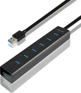 AXAGON HUE-SA7BP, 4x USB 3.0 ALU CHARGING hub, vr. AC adaptéra, kábel USB-A 40cm