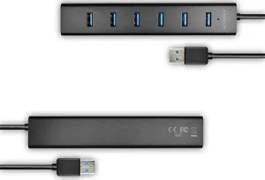 AXAGON HUE-SA7BP, 4x USB 3.0 ALU CHARGING hub, vr. AC adaptéra, kábel USB-A 40cm