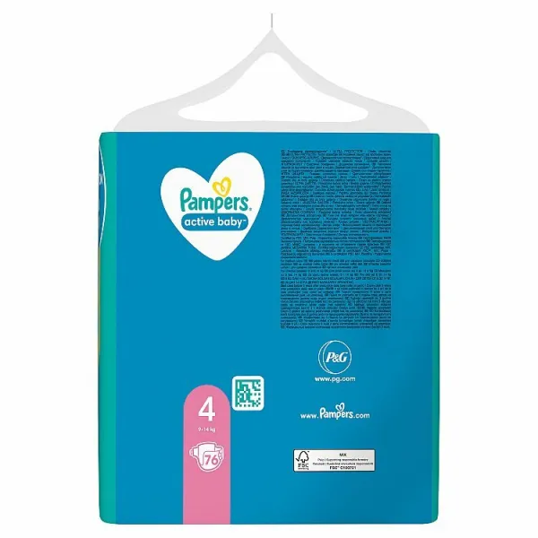 Pampers Active Baby Veľ. 4,76 Plienok,9kg - 14kg