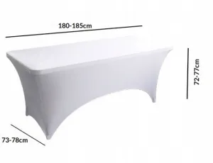 JAKS Návlek na cateringový stôl 180 x 75 cm biely